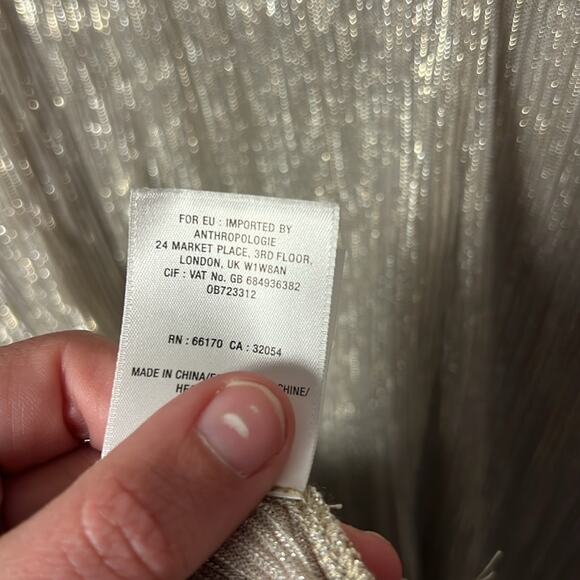 ANTHROPOLOGIE VANESSA VIRGINIA METALLIC FLUTTER SLEEVE TOP Small - Picture 7 of 7